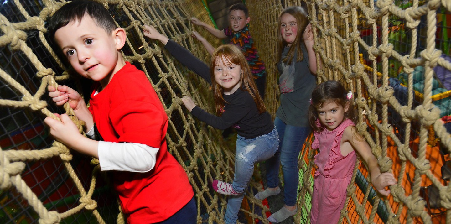 Indiana kids on rope bridge